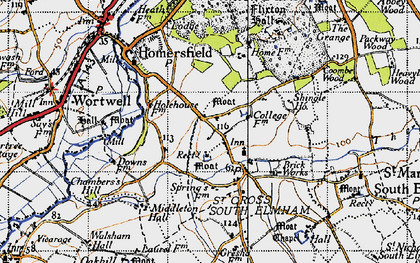 Old map of St Cross South Elmham in 1946