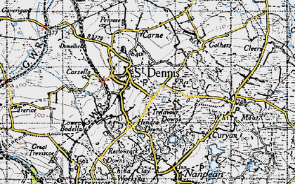 Old map of St Dennis in 1946
