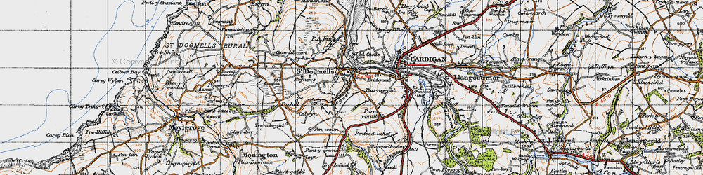 Old map of Bryncws in 1947