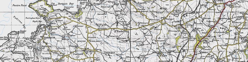 Old map of St Endellion in 1946