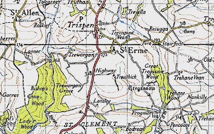 Old map of St Erme in 1946