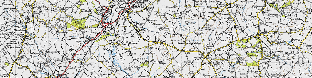 Old map of St Erth Praze in 1946