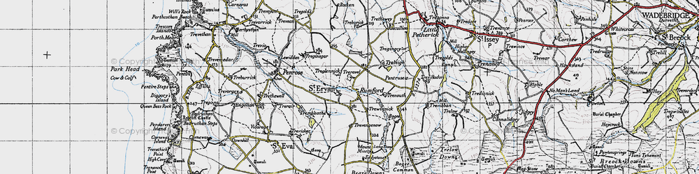 Old map of St Ervan in 1946