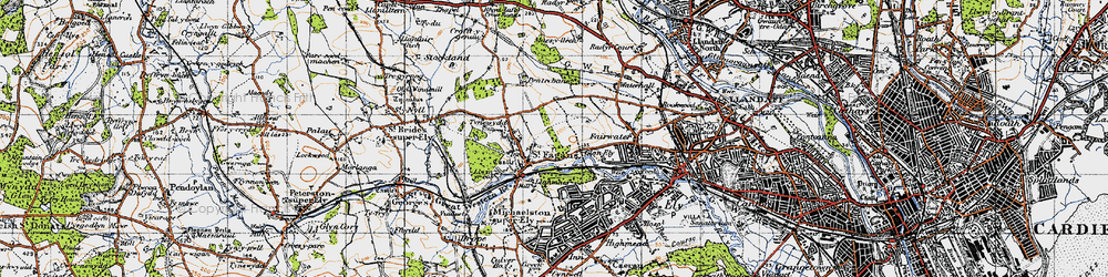 Old map of St Fagans in 1947