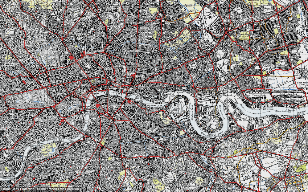 Old Map of Historic Map covering St Katherine Docks in 1946