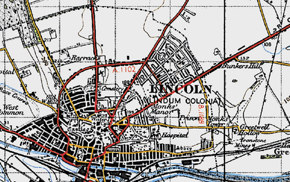 Old map of St Giles in 1947