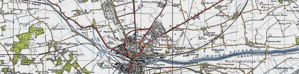 Old map of St Giles in 1947