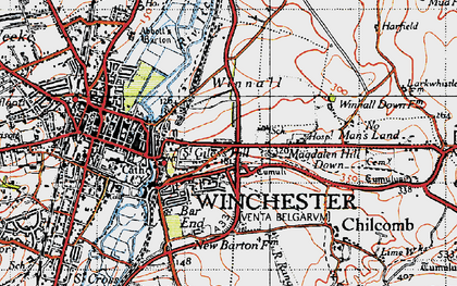 Old map of St Giles's Hill in 1945