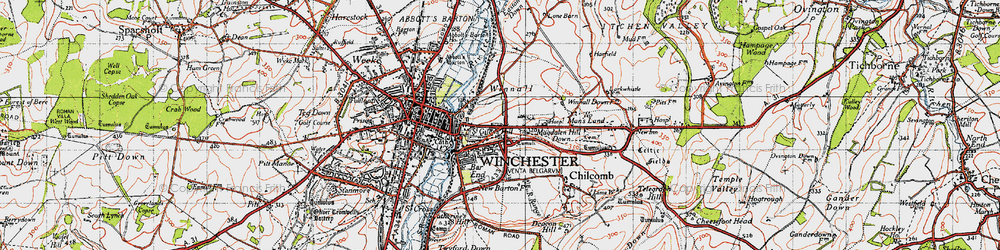 Old map of St Giles's Hill in 1945