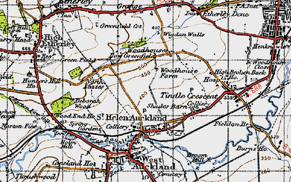 Old map of St Helen Auckland in 1947