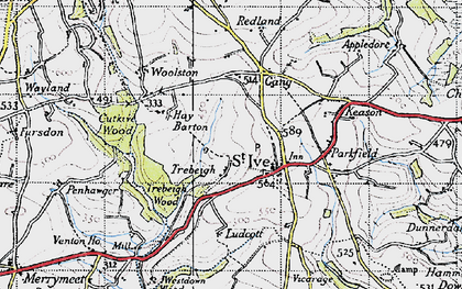 Old map of St Ive in 1946