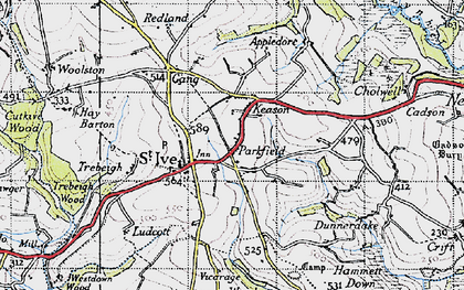 Old map of St Ive Cross in 1946
