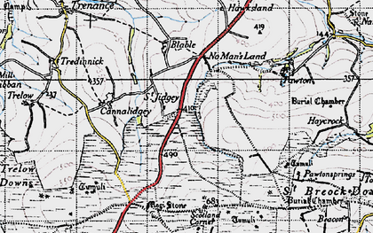 Old map of St Jidgey in 1946