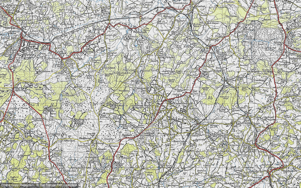 Old Map of Historic Map covering Beechen Wood in 1940