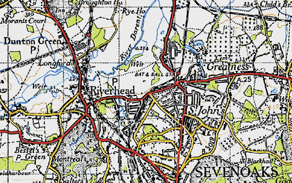 Old map of River Darent in 1946