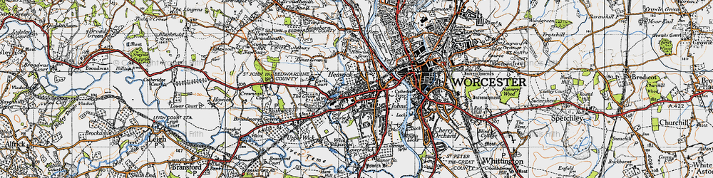 Old map of St John's in 1947