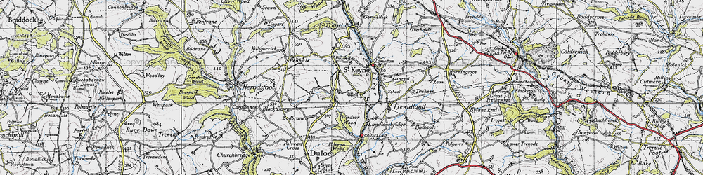 Old map of Lanrest in 1946