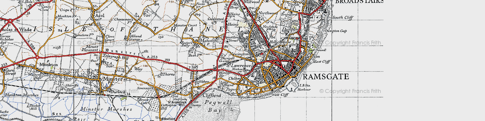 Old map of St Lawrence in 1947