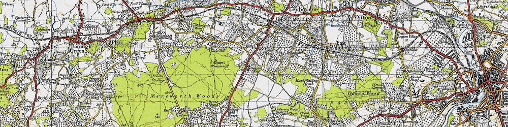 Old map of West Malling Aerodrome in 1946