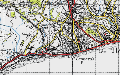 Old map of St Leonards in 1940