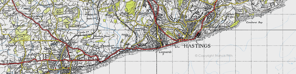 Old map of St Leonards in 1940