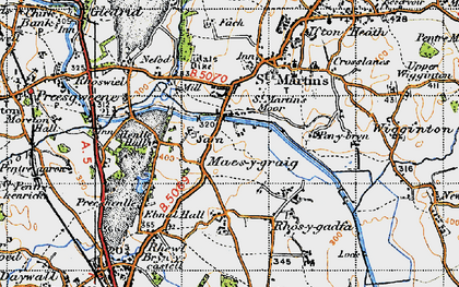 Old map of St Martin's Moor in 1947