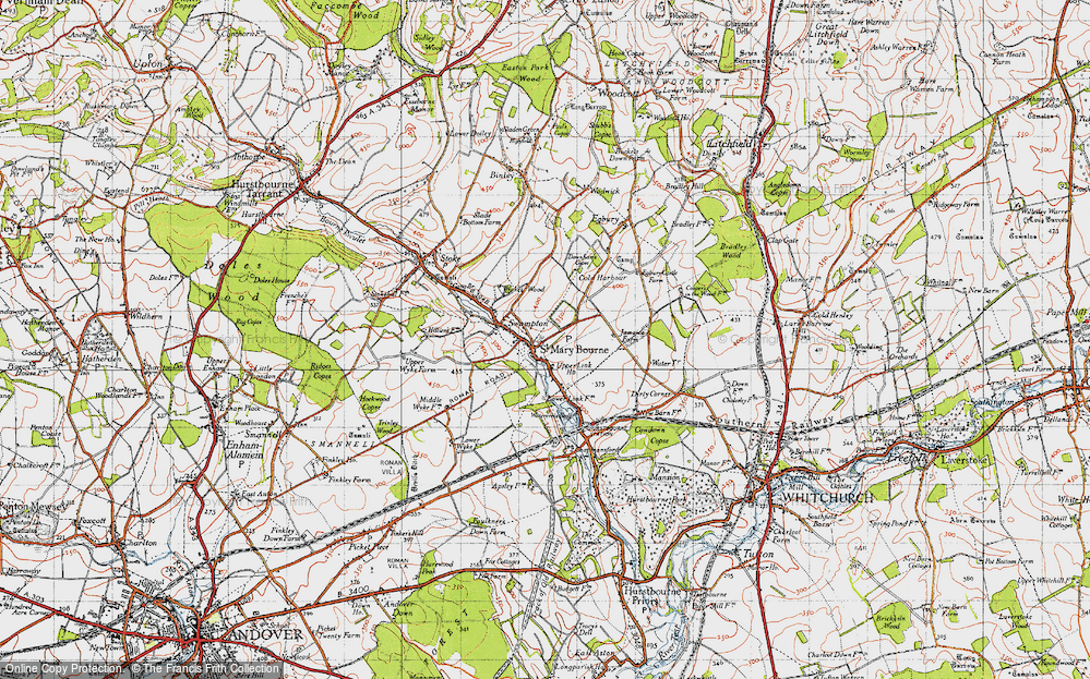 Old Map of St Mary Bourne, 1945 in 1945
