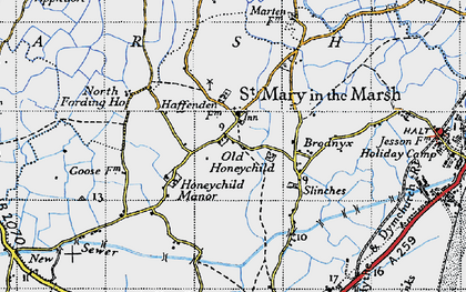 Old map of St Mary in the Marsh in 1940