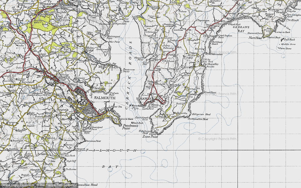 Old Map of Historic Map covering Bosloggas in 1946