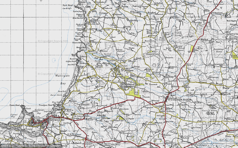 Old Map of Historic Map covering Lanherne in 1946