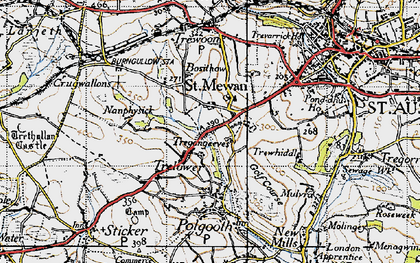 Old map of St Mewan in 1946
