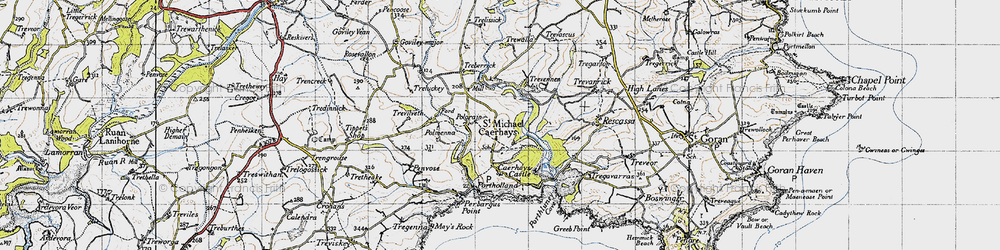 Old map of St Michael Caerhays in 1946