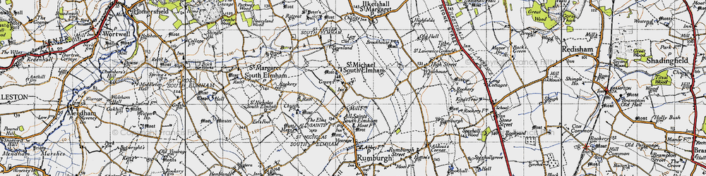 Old map of St Michael South Elmham in 1946