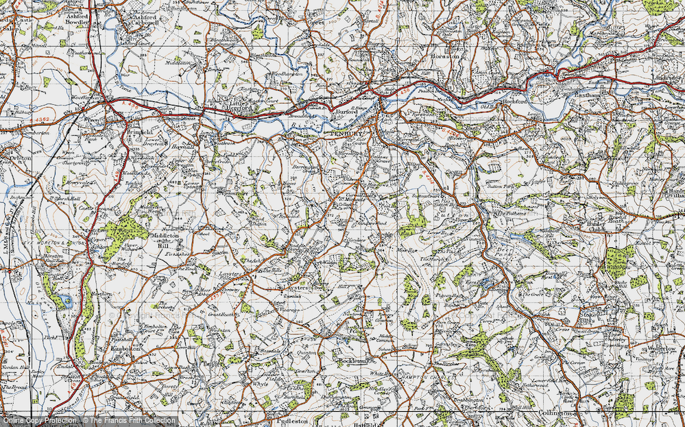 Old Map of Historic Map covering Wilden in 1947