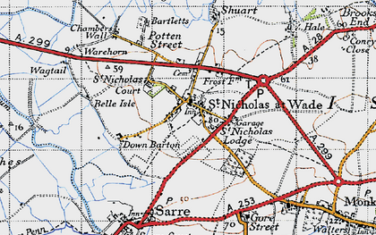 Old map of St Nicholas at Wade in 1947