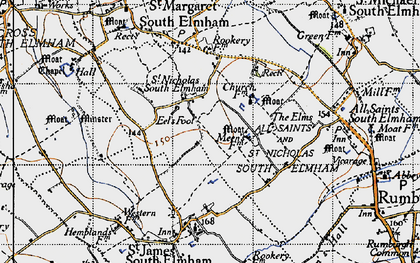 Old map of St Nicholas South Elmham in 1946