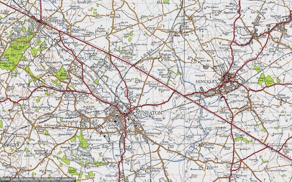 Old Map of Historic Map covering Lindley Lodge in 1946