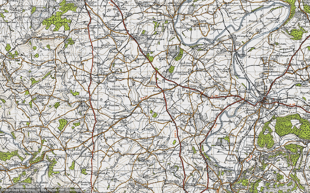 Old Map of Historic Map covering Gillow Manor in 1947