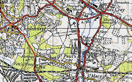 Old map of St Paul's Cray in 1946