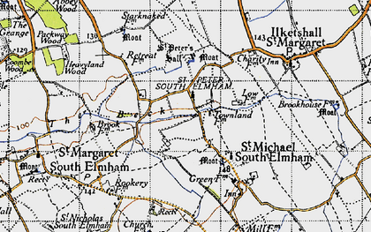 Old map of St Peter South Elmham in 1946