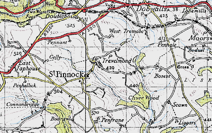Old map of St Pinnock in 1946