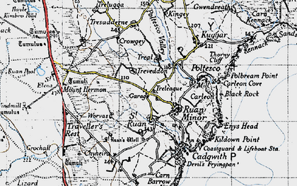 Old map of St Ruan in 1946