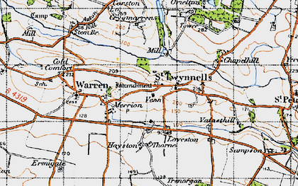 Old map of St Twynnells in 1946