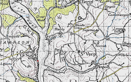 Old map of St Veep in 1946