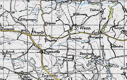 Old map of St Wenn in 1946