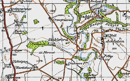 Old map of Stableford in 1946