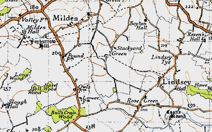 Old map of Stackyard Green in 1946