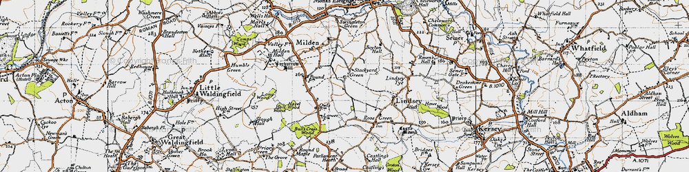 Old map of Stackyard Green in 1946