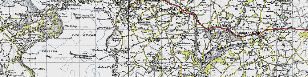 Old map of Staddiscombe in 1946