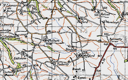 Old map of Staddon in 1946